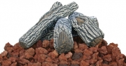 Lava Rocks And Log Kit for Outdoor Fire Pits (Red/Brown) (2.4H x 18.5W x 17.7D)